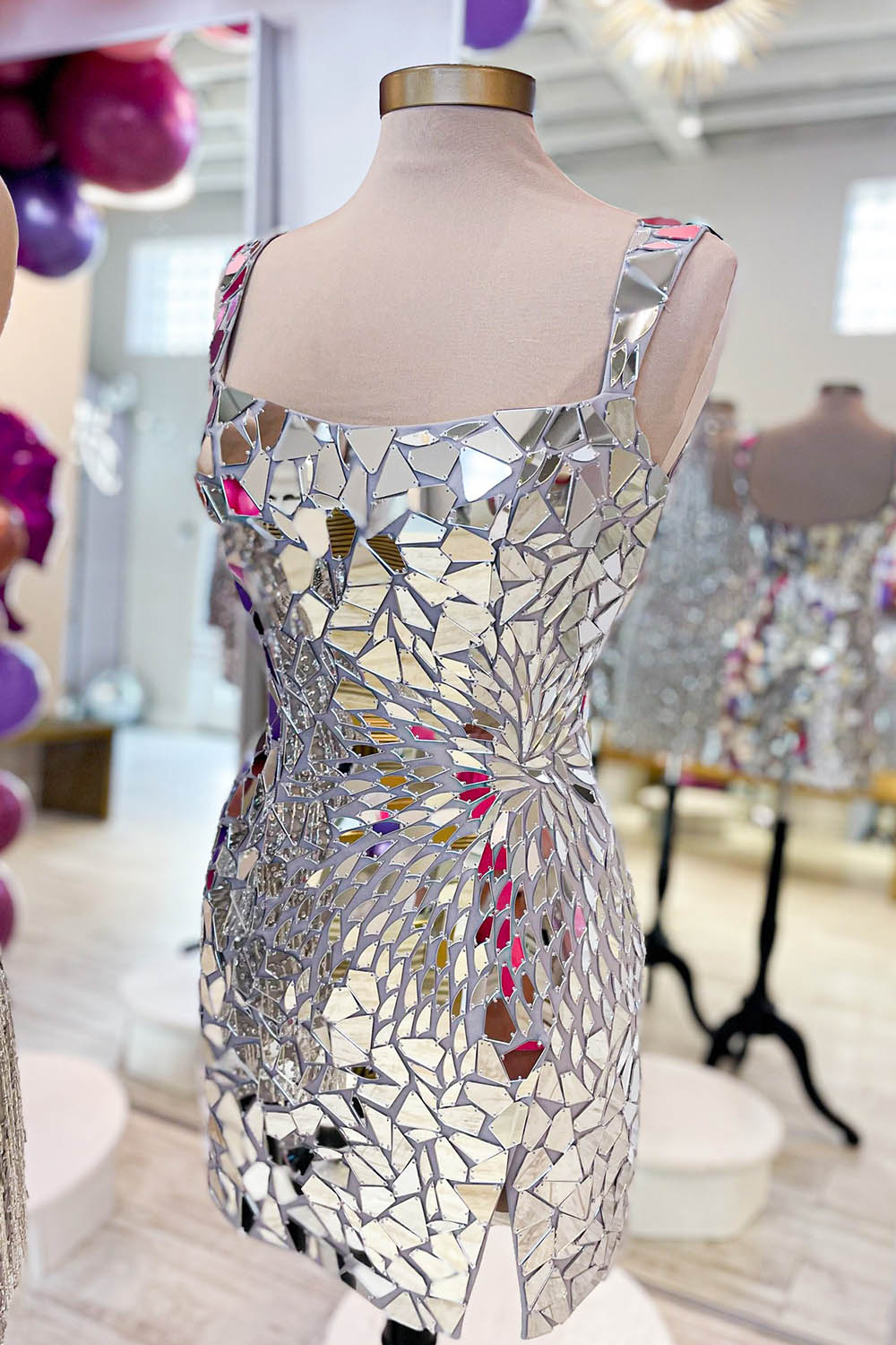 Silver Homecoming Dresses Scoop Neck Mirror Tight Short Cocktail Dresses