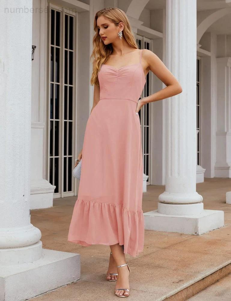 ZapDress  Spaghetti Strap Chiffon Bridesmaid Dress Ankle Length Formal A Line Cocktail Party Homecoming Dress for Juniors (ZD16949)