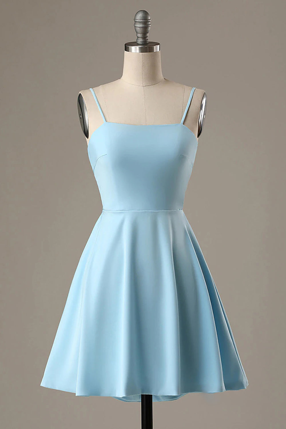 Simple Blue Homecoming Dresses Open Back A Line Prom Dress