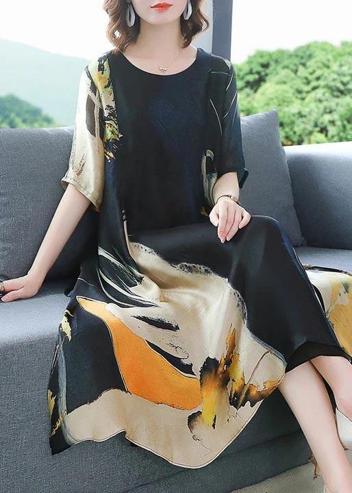 Simple Long Stylish Plus Size Elegant Chiffon Prints Loose Dress