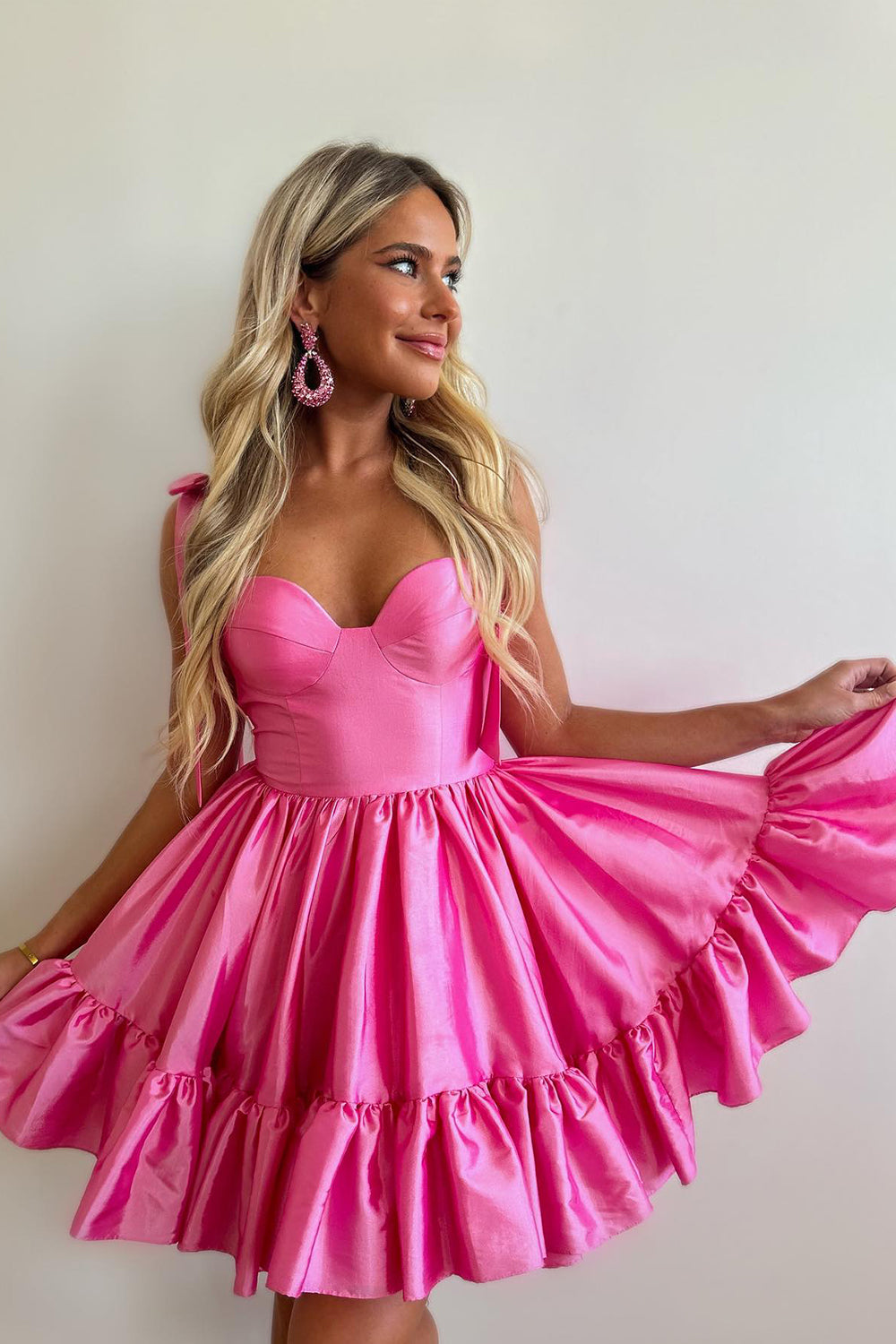 Simple Pink Homecoming Dresses Corset A-Line Ruched Short Cocktail Dresses