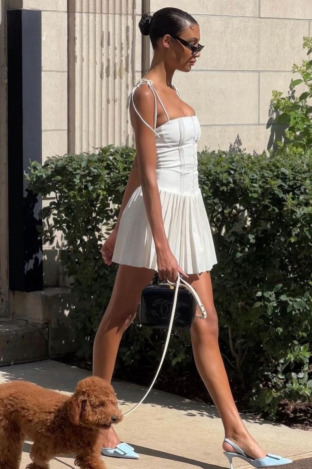 Simple White Spaghetti Straps A-Line Homecoming Dress with Structured Bodice