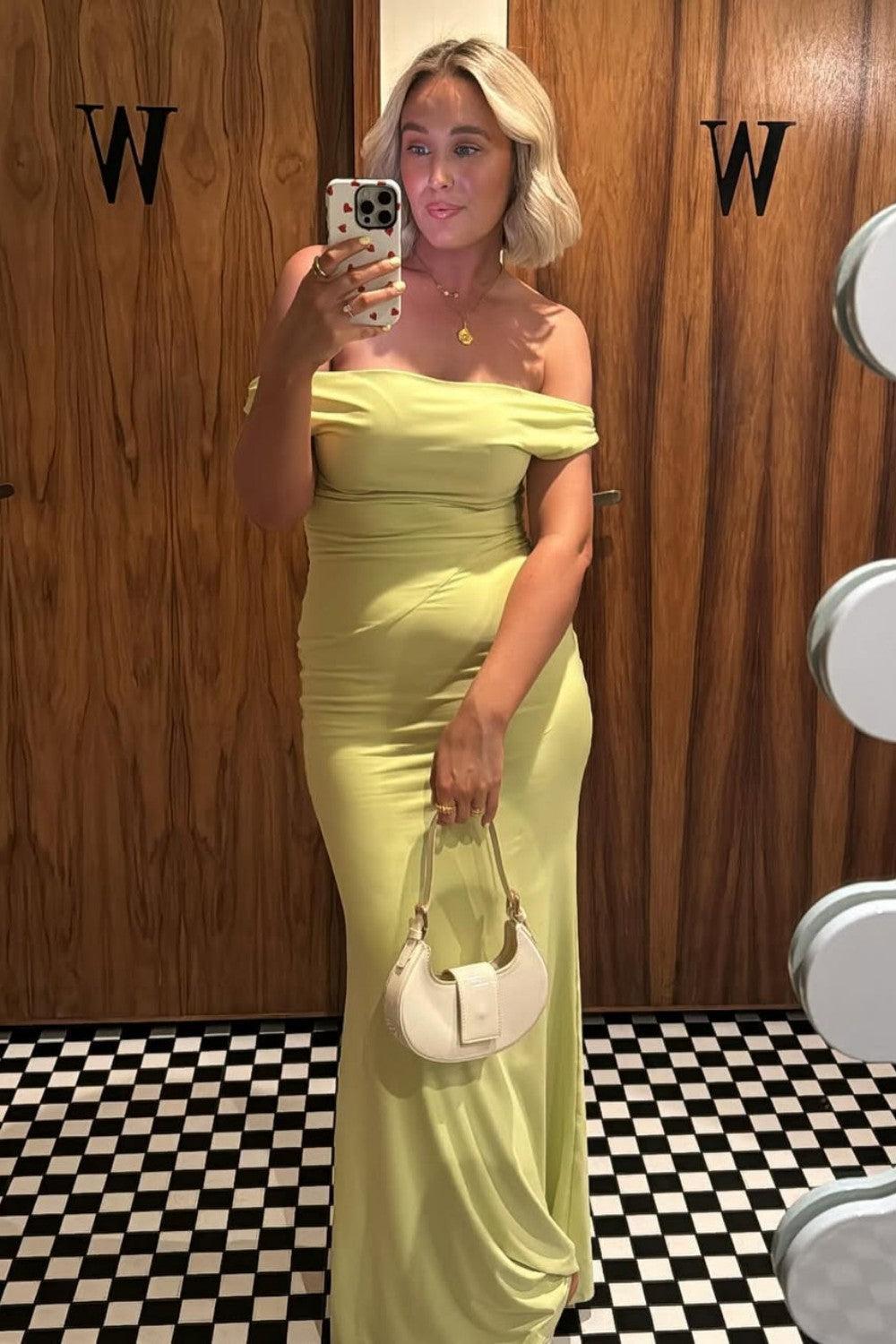 Suzhoufashion Sleek Pastel Yellow Off-Shoulder Mermaid Silhouette Prom Dress Formal Evening Gown