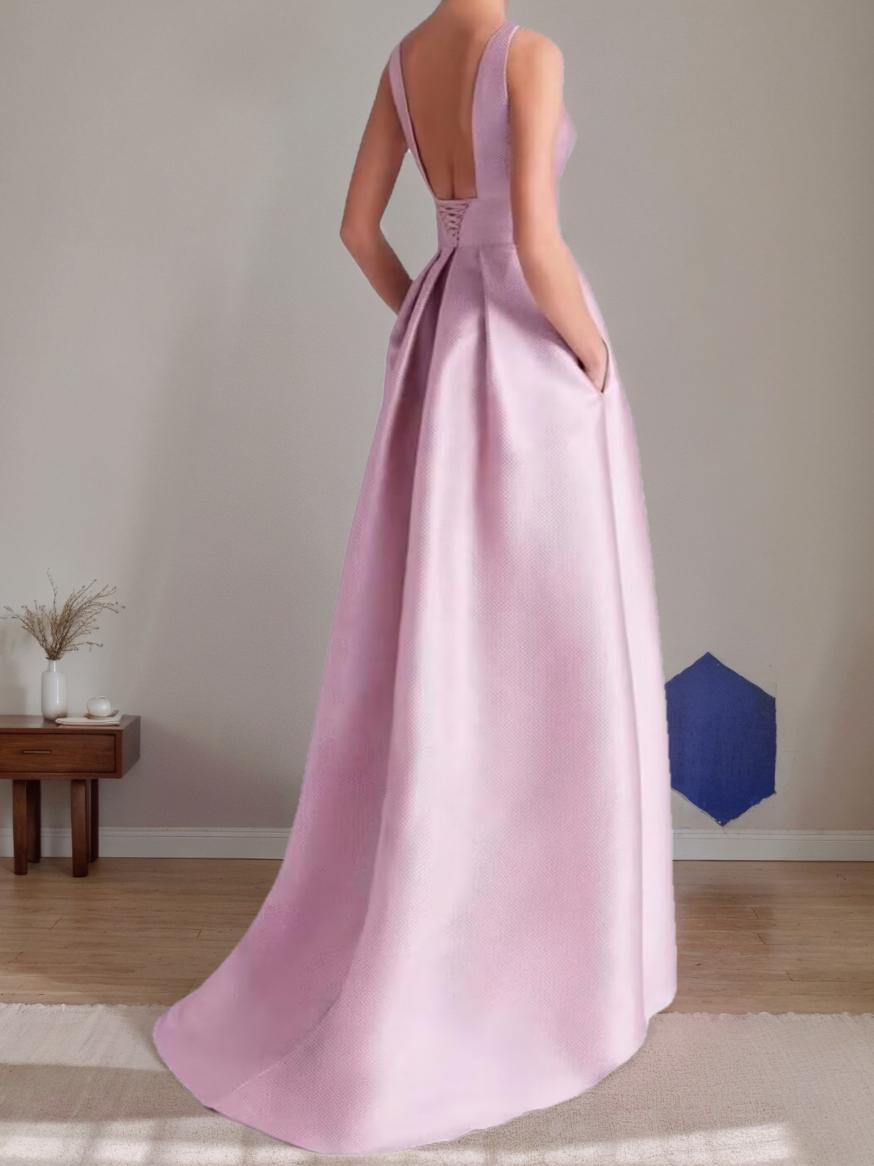 Sleeveless A Line Scoop Asymmetrical Mother of the Bride & Groom Dress with Floral Details