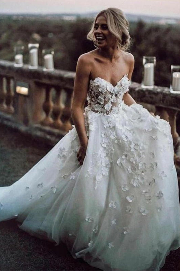 Sleeveless Applique Floor-length Beach Wedding Dress