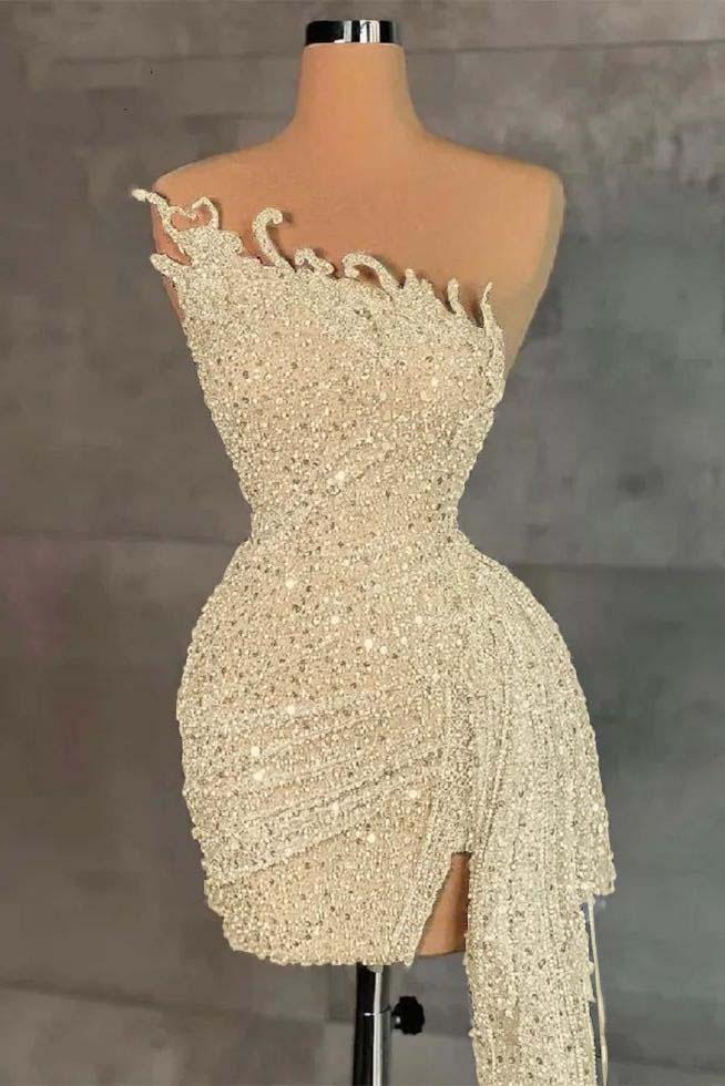 Sleeveless Beading Pleated Short Homecoming Dress With Ruffles