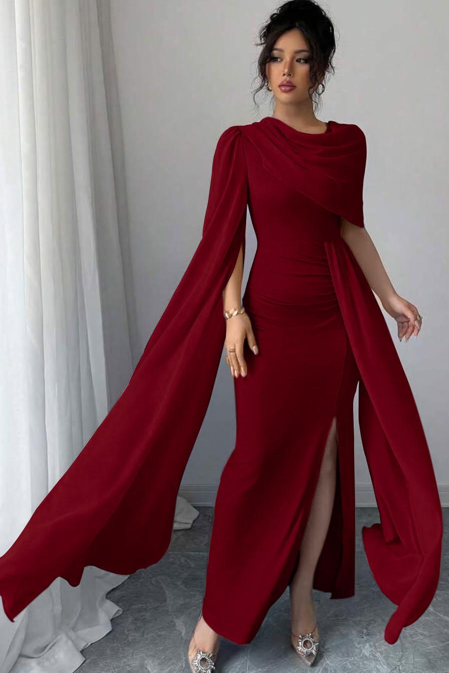 Sleeveless Jewel Neck Long Mermaid Evening Formal Dress With Split Pleated