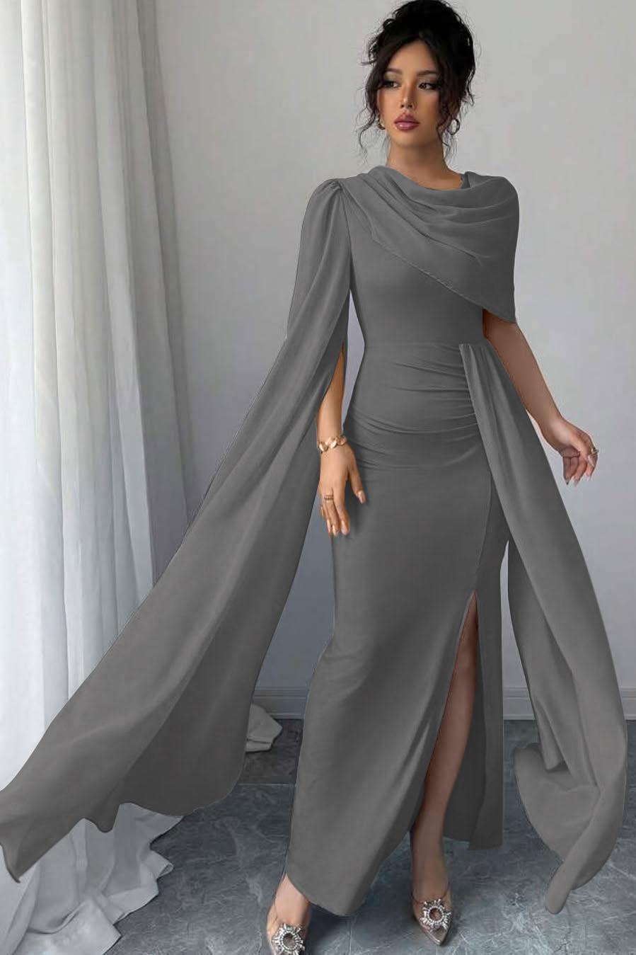 Sleeveless Jewel Neck Long Mermaid Evening Formal Dress With Split Pleated