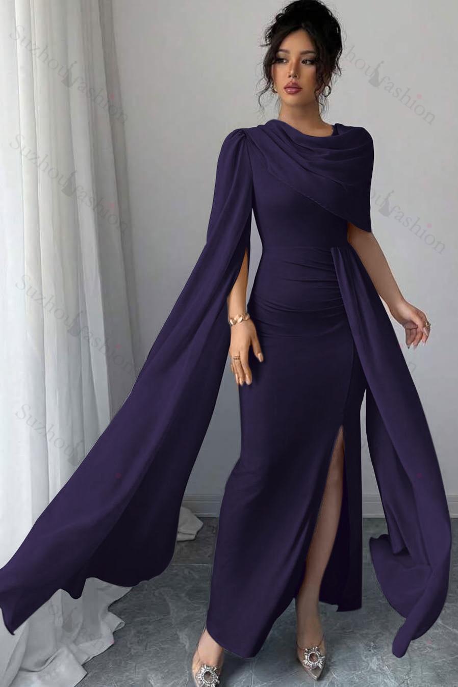 Sleeveless Jewel Neck Long Mermaid Evening Formal Dress With Split Pleated