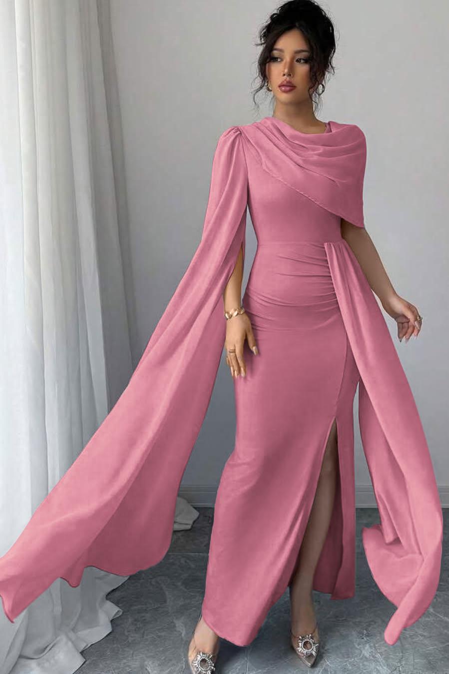 Sleeveless Jewel Neck Long Mermaid Evening Formal Dress With Split Pleated