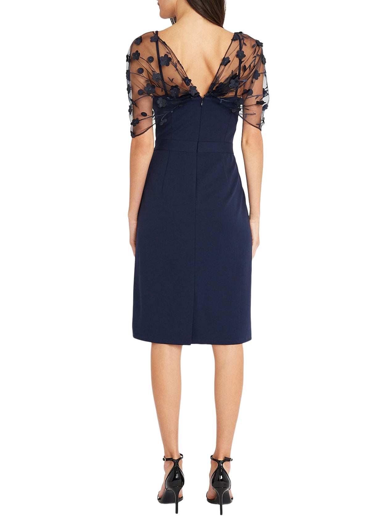Sleeveless Knee Length Mother of the Bride Dress with Spaghetti Straps and Watteau Train