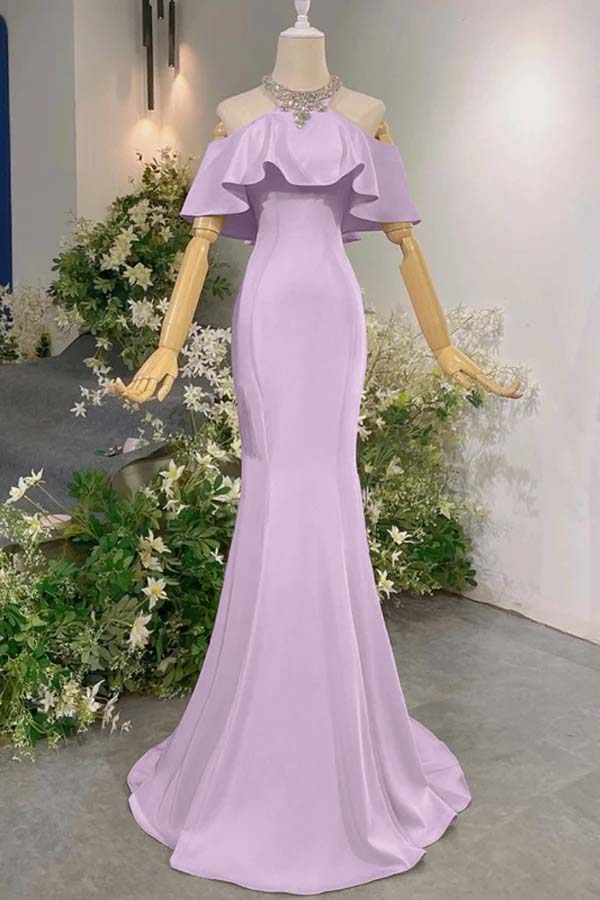 Sleeveless Off the Shoulder Long Mermaid Evening Formal Dress With Pleated