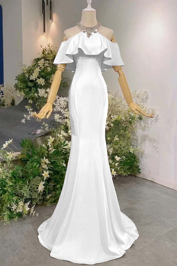 Sleeveless Off the Shoulder Long Mermaid Evening Formal Dress With Pleated
