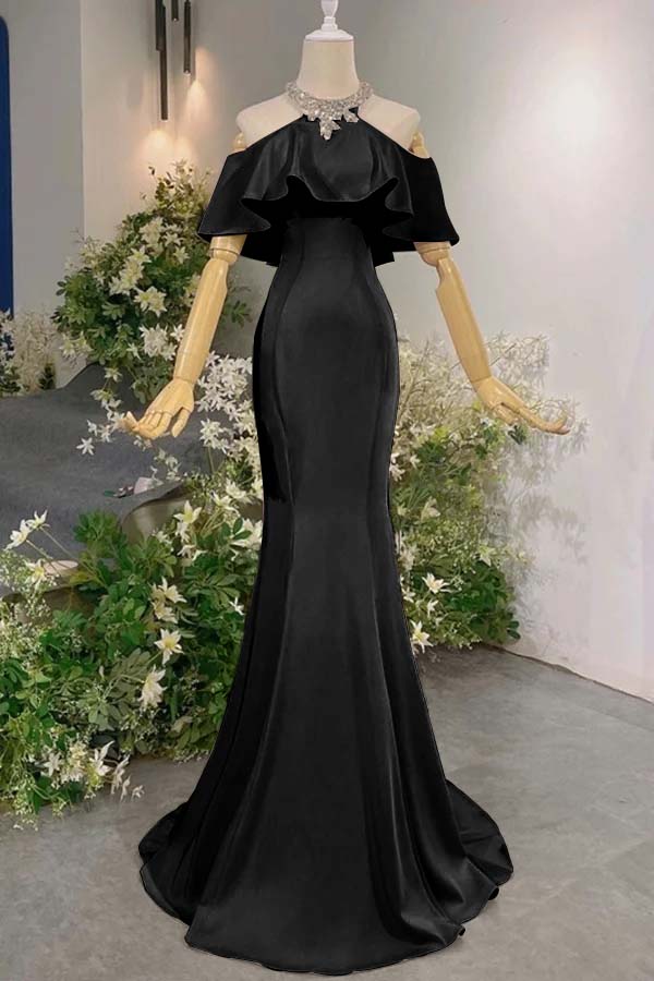 Sleeveless Off the Shoulder Long Mermaid Evening Formal Dress With Pleated