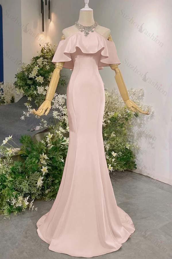 Sleeveless Off the Shoulder Long Mermaid Evening Formal Dress With Pleated