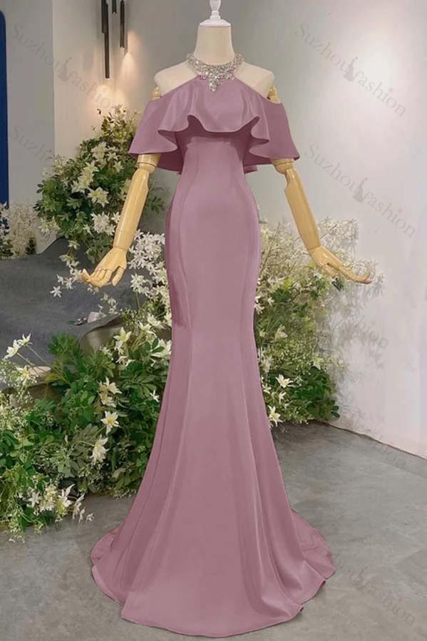Sleeveless Off the Shoulder Long Mermaid Evening Formal Dress With Pleated