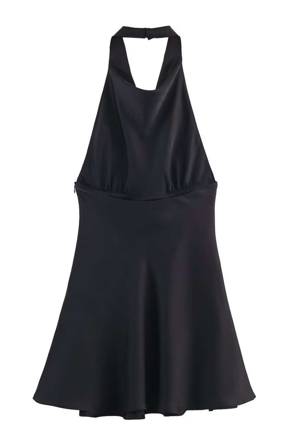 Soft Elegant Plum Satin Halter Neck A-Line Homecoming Mini Dress