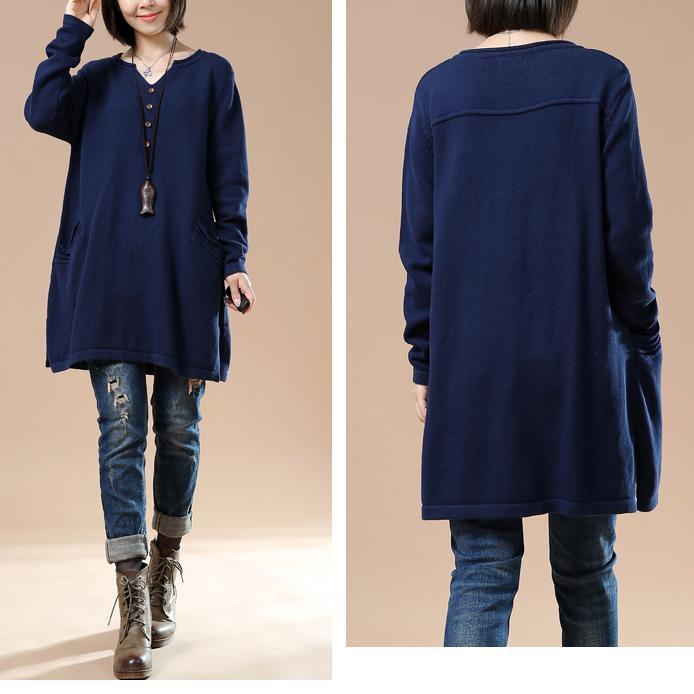 Soft navy pullover knit dresses