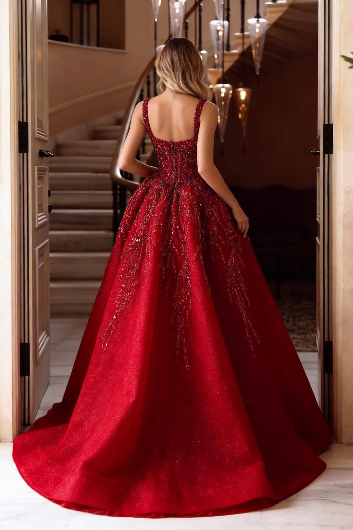 Spaghetti Strap Sleeveless Long A Line Evening Formal Dress With Beading
