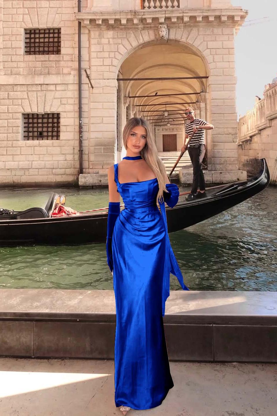 Spaghetti Strap Sleeveless Long Mermaid Evening Formal Dress