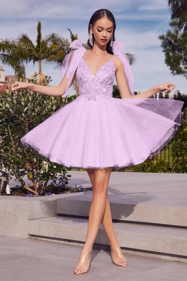 Spaghetti Strap Sleeveless Short Homecoming Dress With Appliques