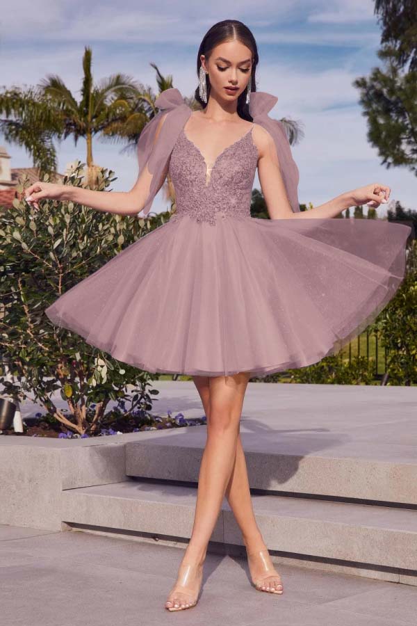 Spaghetti Strap Sleeveless Short Homecoming Dress With Appliques