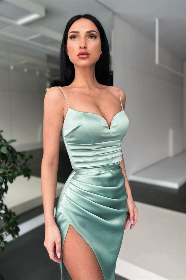 Spaghetti-Straps Mermaid Prom Dress Long With Split Online