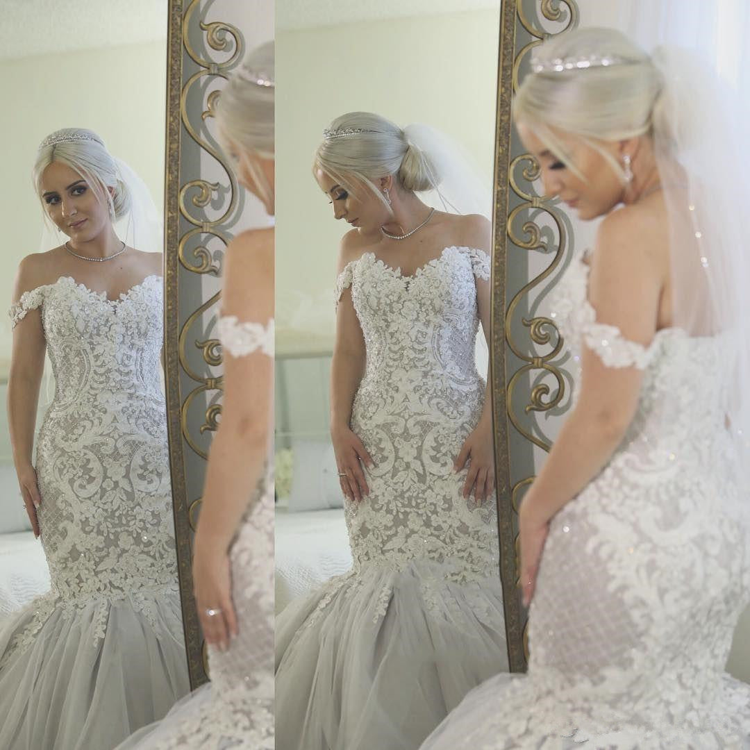 Sparkling Beads Lace Appliques Mermaid Wedding Dresses | Off The Shoulder Sexy Bridal Gowns