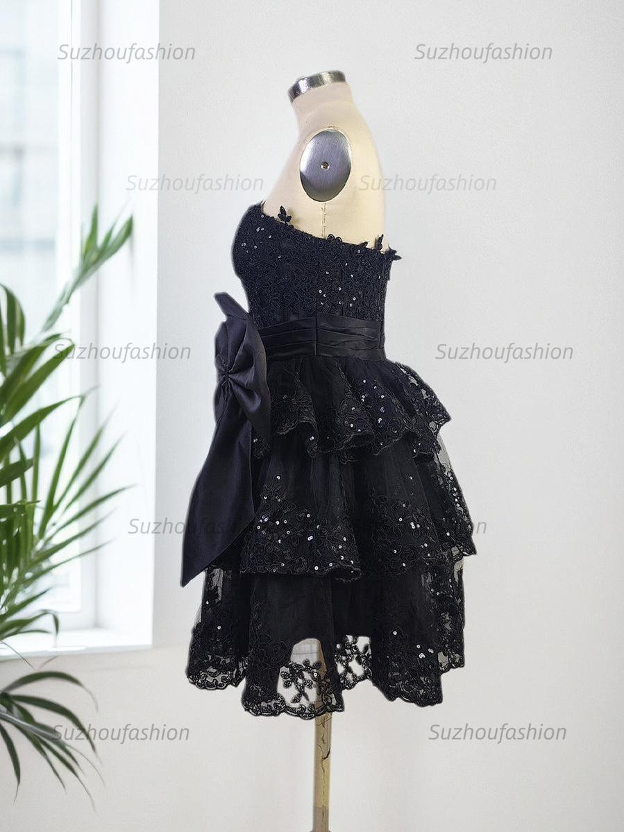 Suzhoufashion Sparkly A Line Sweetheart Corset Tiered Ruffle Homecoming Dress with Bows