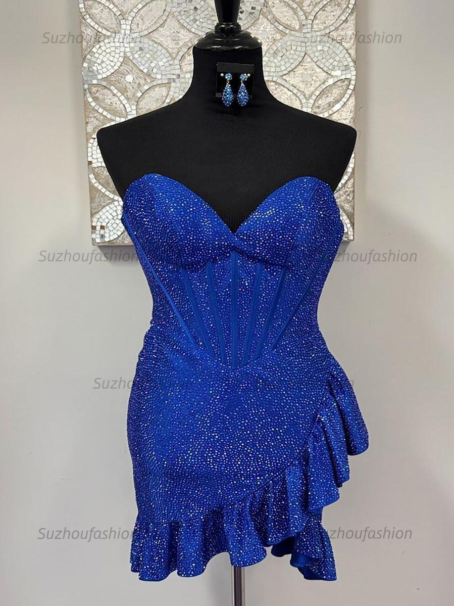 Suzhoufashion Sparkly Tight Short Corset Homecoming Dress with Beading