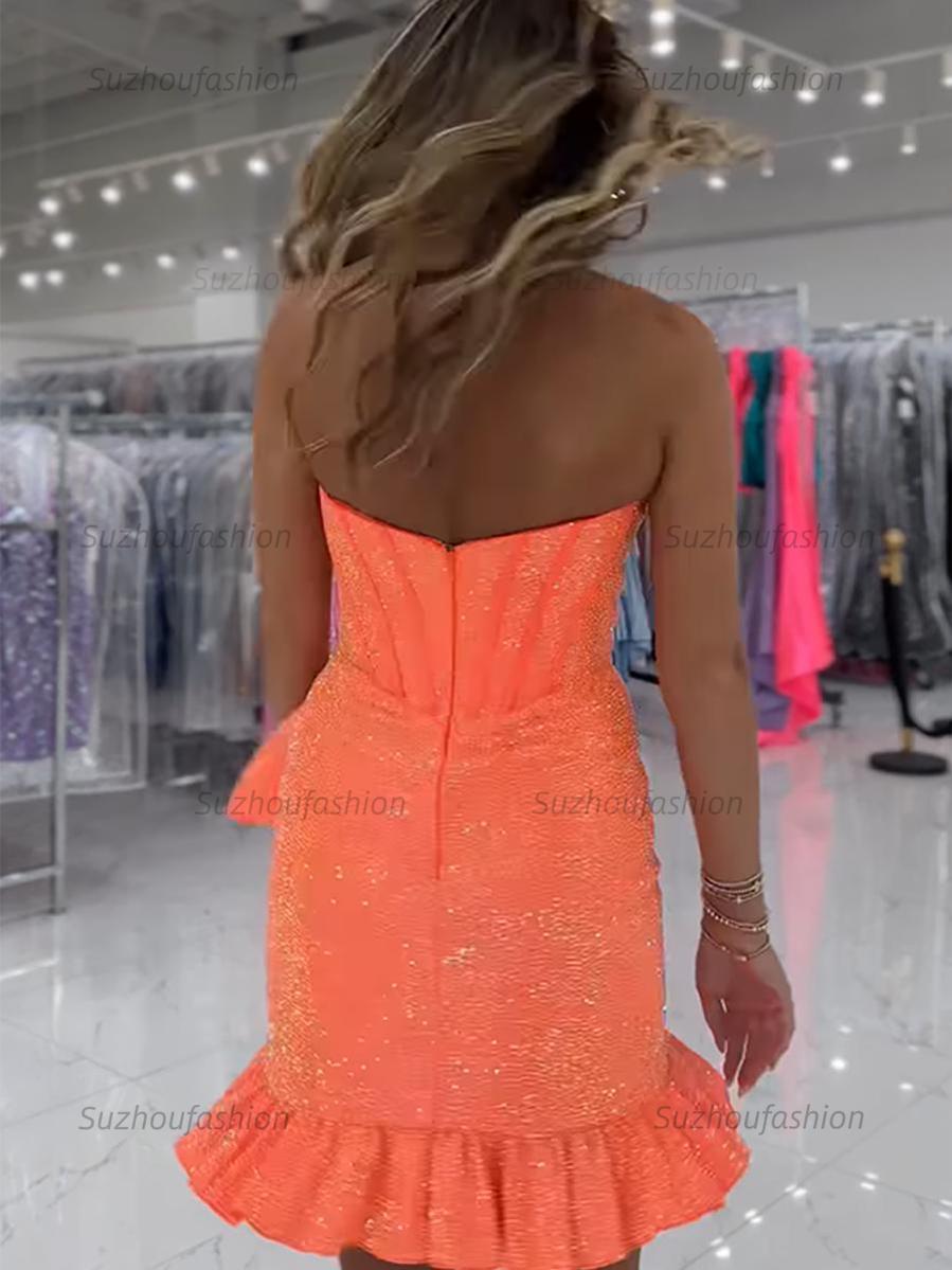 Suzhoufashion Sparkly Tight Short Corset Homecoming Dress with Beading