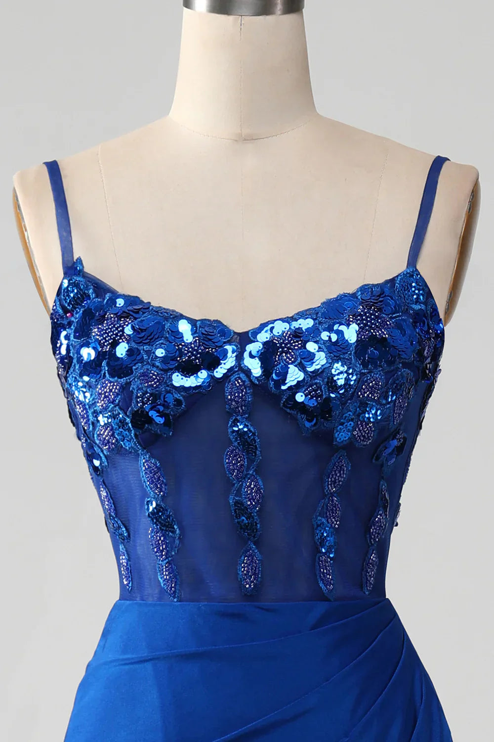 Sparkly Royal Blue Off The Shoulder Mermaid Long Prom Dress With Sequin - View 7 | VelvetHem