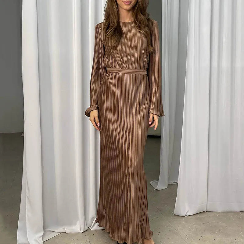 Spring Oneck Party Maxi Flare Femme Bodycon Dress