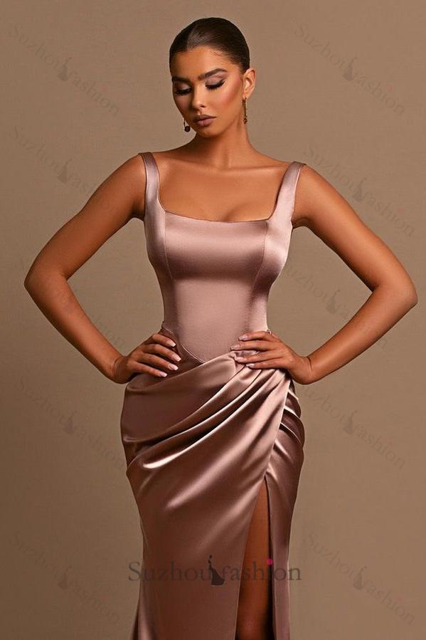 Square Neck Prom Dress Sleeveless Mermaid Simple Formal Dress