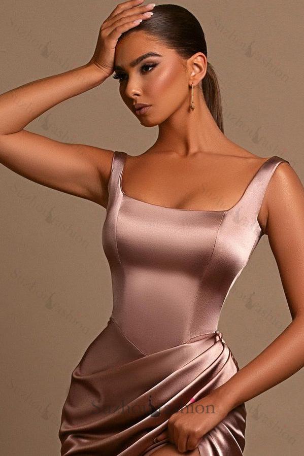 Square Neck Prom Dress Sleeveless Mermaid Simple Formal Dress