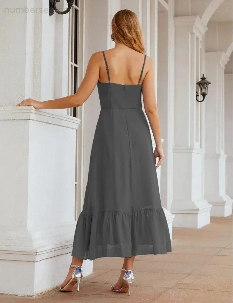 ZapDress  Spaghetti Strap Chiffon Bridesmaid Dress Ankle Length Formal A Line Cocktail Party Homecoming Dress for Juniors (ZD16949)