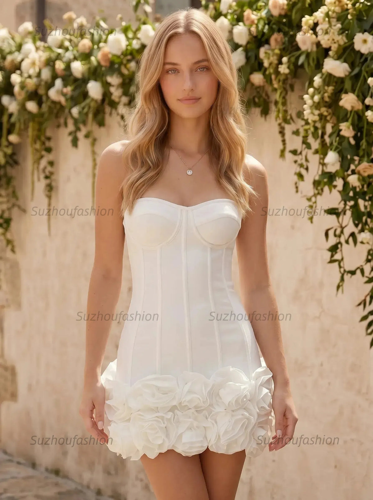 Suzhoufashion Strapless 3D Butterfly Corset Mini Dress Homecoming Dress