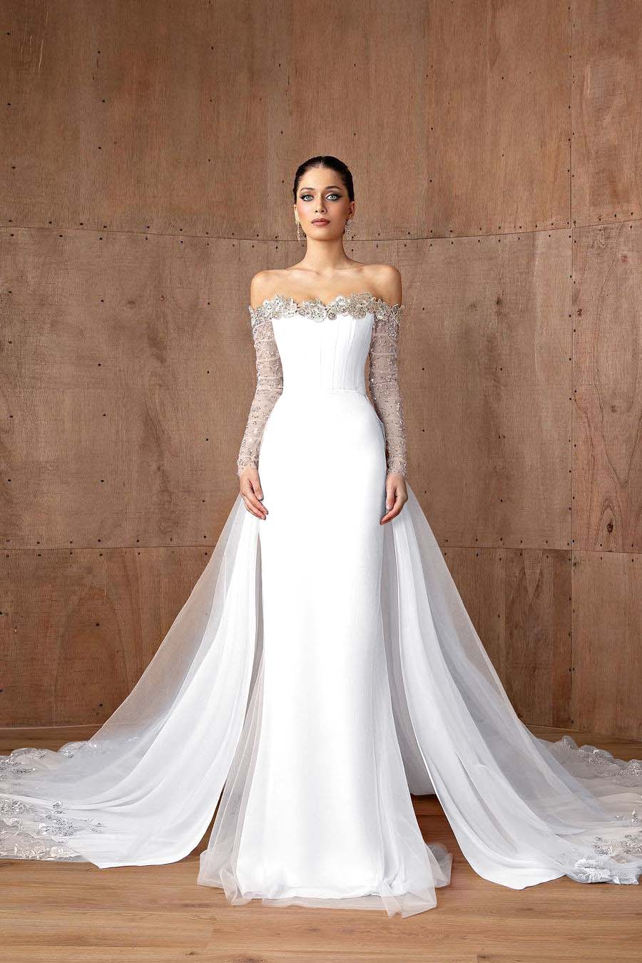 Strapless Long Sleeves Mermaid Long Evening Formal Dress With Appliques