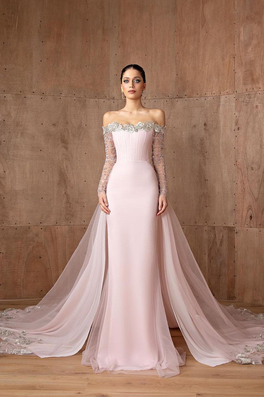 Strapless Long Sleeves Mermaid Long Evening Formal Dress With Appliques