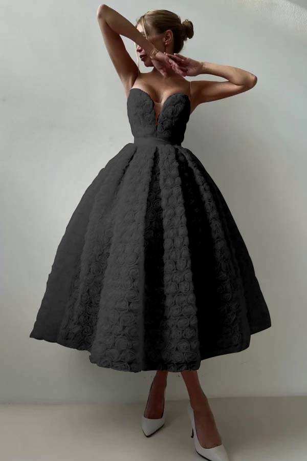Strapless Sleeveless Long A Line Evening Formal Dress With Appliques Belt