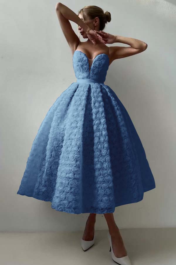 Strapless Sleeveless Long A Line Evening Formal Dress With Appliques Belt