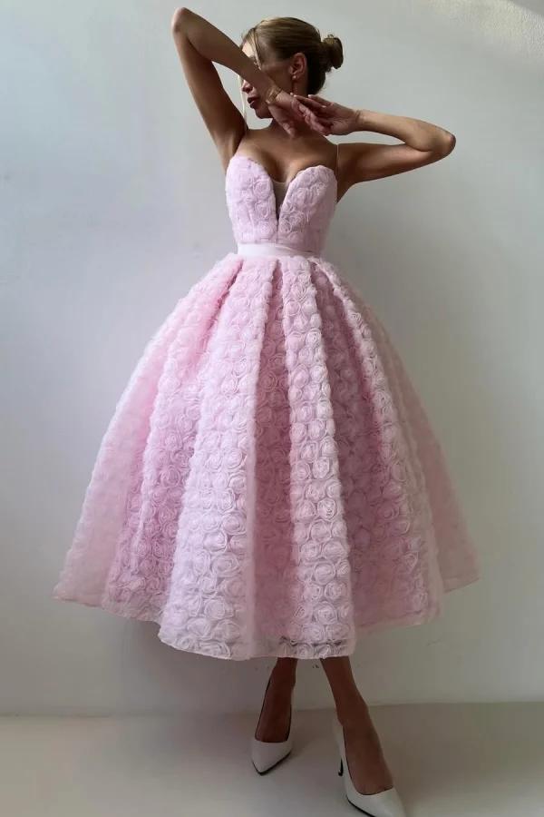 Strapless Sleeveless Long A Line Evening Formal Dress With Appliques Belt