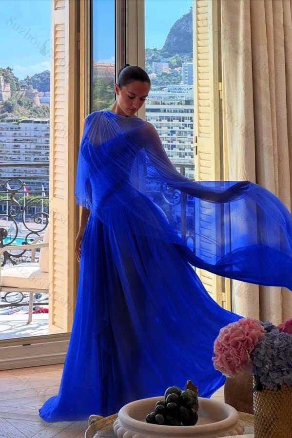 Strapless Sleeveless Long A Line Evening Formal Dress With Pleated Tulle