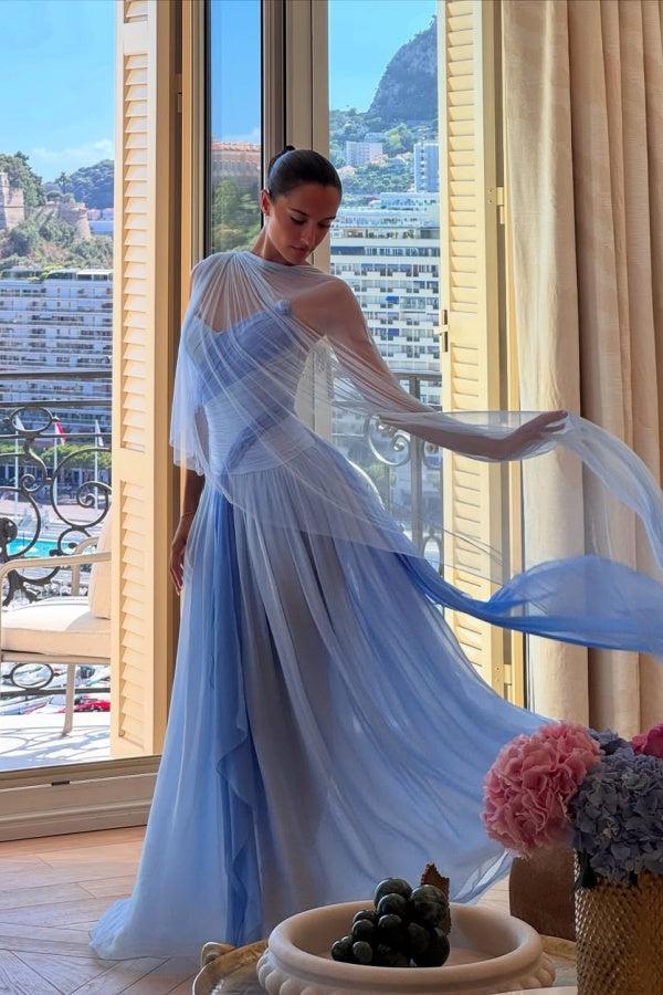 Strapless Sleeveless Long A Line Evening Formal Dress With Pleated Tulle