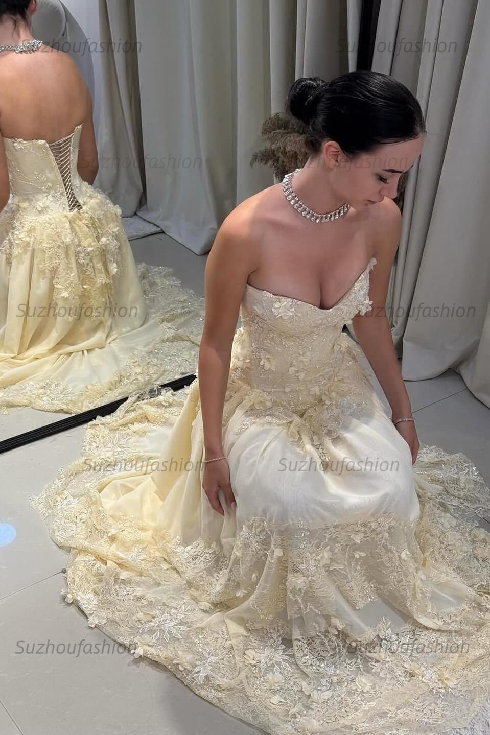 Strapless Sleeveless Long Evening Formal Dress With Pleated Appliques
