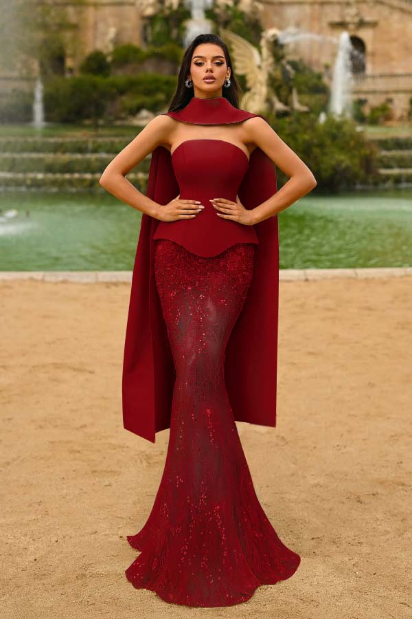 Strapless Sleeveless Long Mermaid Evening Formal Dress With Appliques