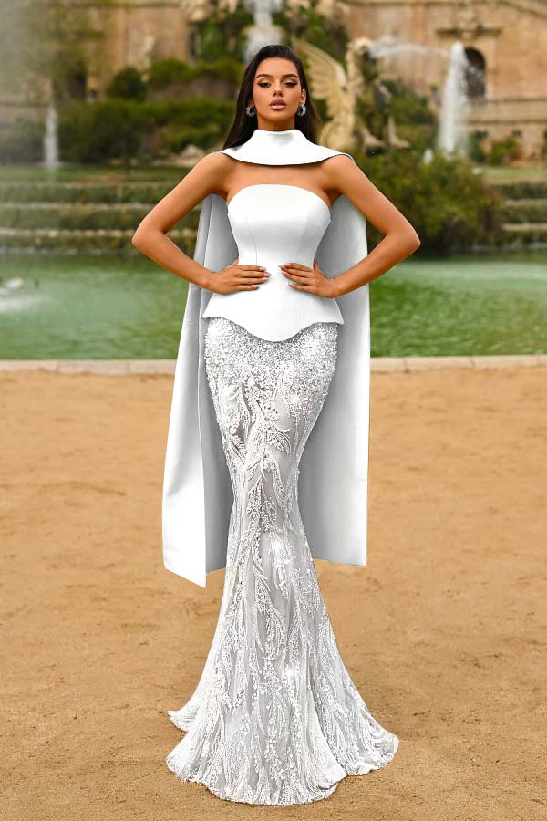 Strapless Sleeveless Long Mermaid Evening Formal Dress With Appliques