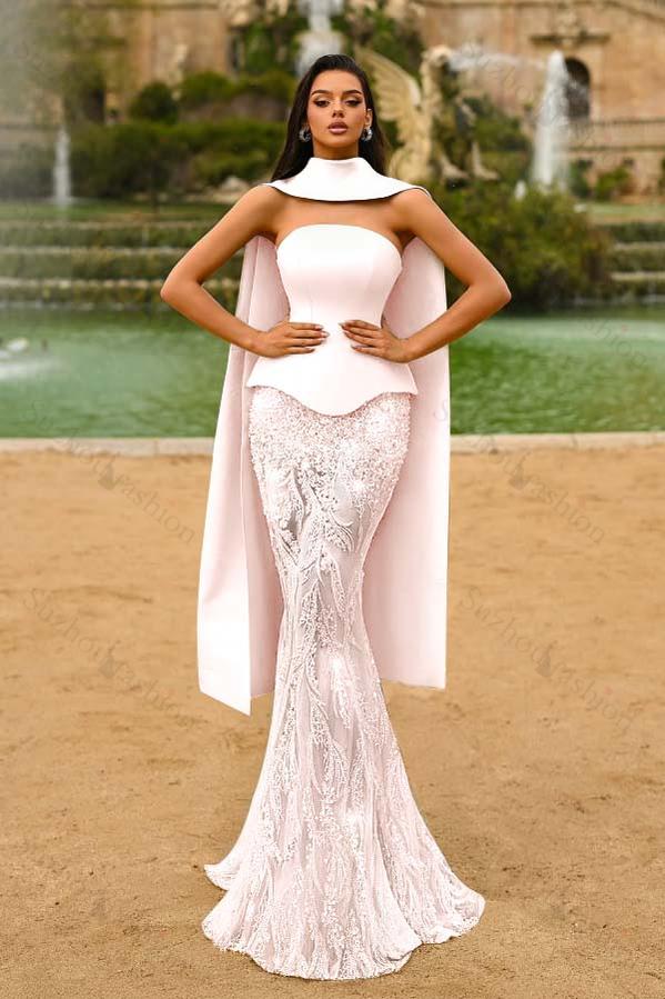 Strapless Sleeveless Long Mermaid Evening Formal Dress With Appliques