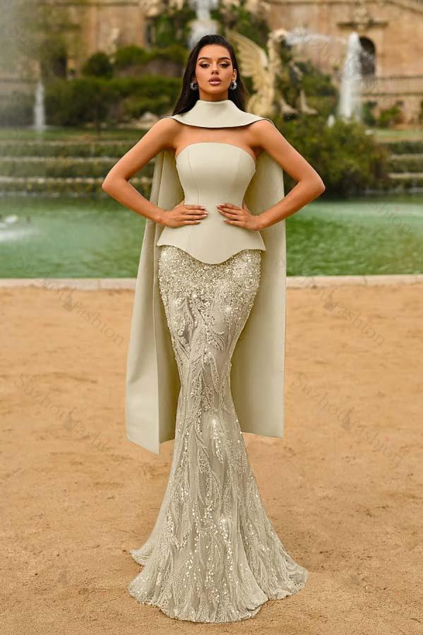Strapless Sleeveless Long Mermaid Evening Formal Dress With Appliques