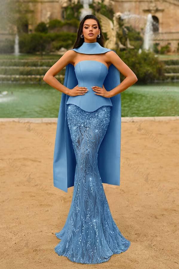 Strapless Sleeveless Long Mermaid Evening Formal Dress With Appliques